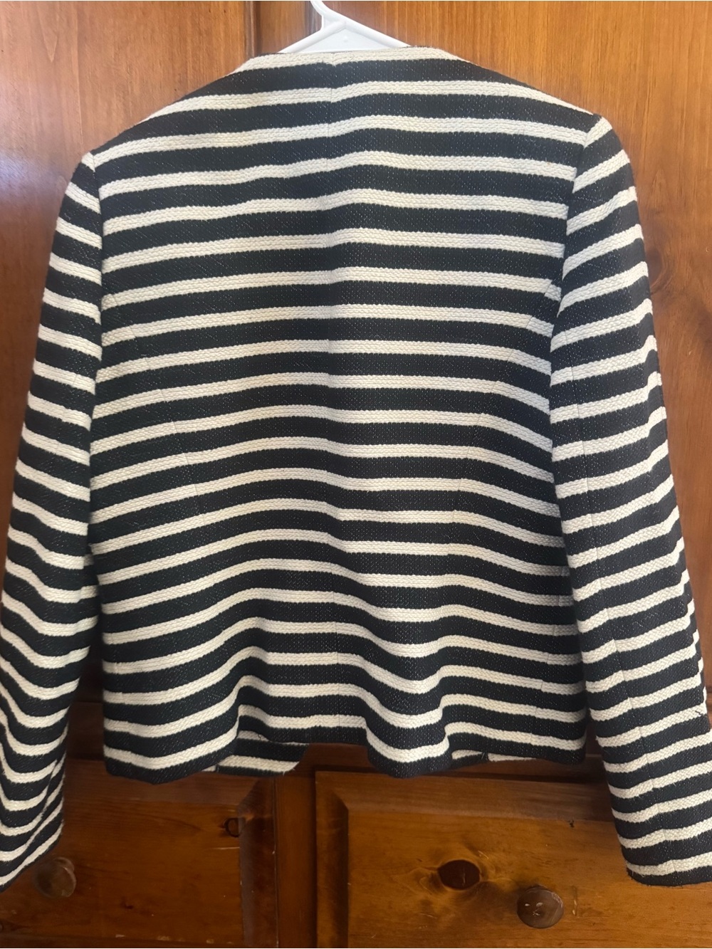 Kasper Black and White Striped Open-Front Blazer - Picture 2 of 4